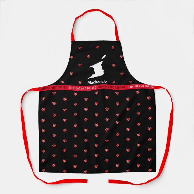Trinidad and Tobago Flag Map Apron with Name (Front)
