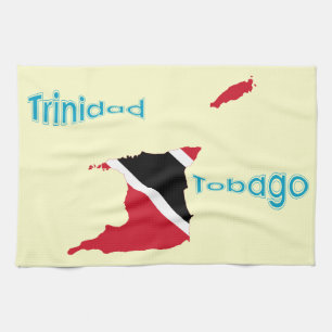 Trinidad and Tobago Flag Map Tea Towel