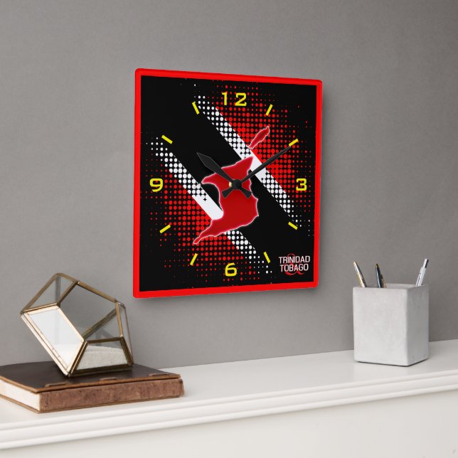 Trinidad and Tobago Flag Square Wall Clock (Office)