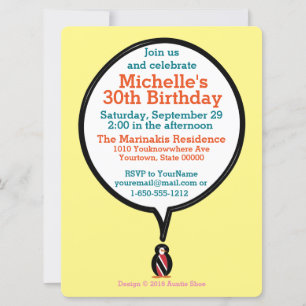 Trinidad and Tobago Flag Talking Ms. Penguin  Invitation