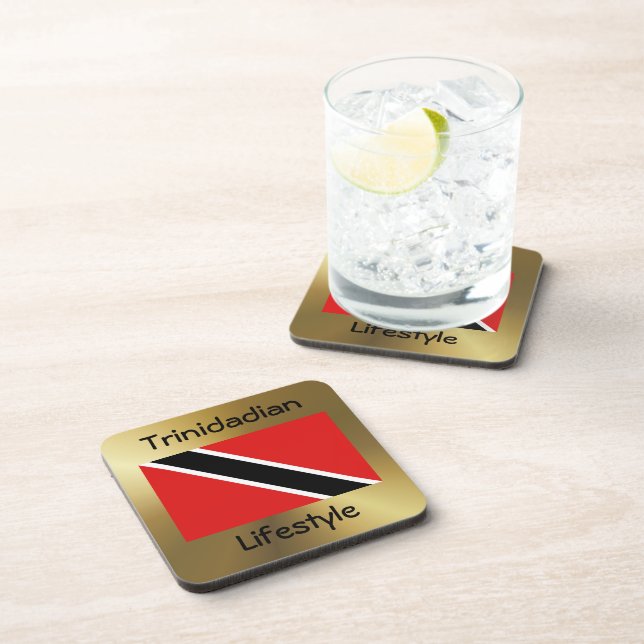Trinidad and Tobago Flag+Text Coaster (Right Side)
