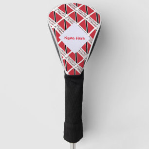 Trinidad and Tobago Flag Tiled Red Personalisation Golf Head Cover