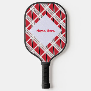 Trinidad and Tobago Flag Tiled Red Personalisation Pickleball Paddle