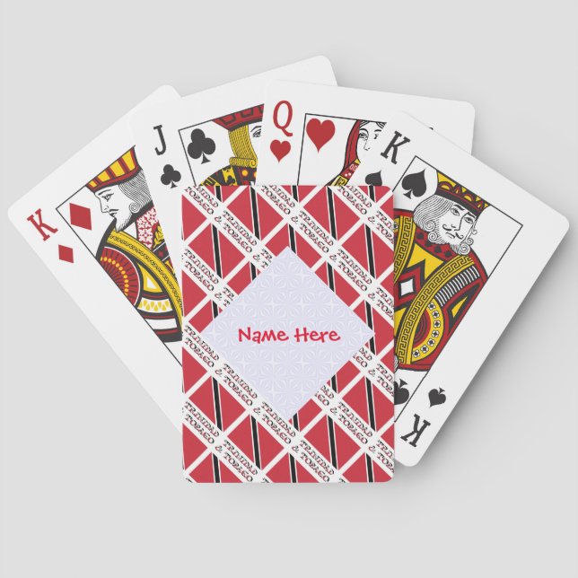 Trinidad and Tobago Flag Tiled Red Personalisation Playing Cards (Back)
