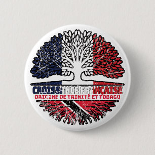 Trinidad and Tobago French France Tree Roots Flag 6 Cm Round Badge