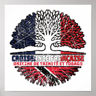 Trinidad and Tobago French France Tree Roots Flag Poster