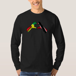 Trinidad And Tobago Guyana Flag Heart Mix Heritage T-Shirt
