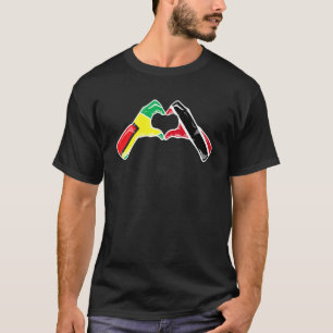 Trinidad And Tobago Guyana Flag Heart Mix Heritage T-Shirt