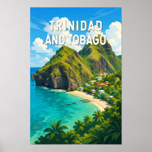 Trinidad and Tobago Illustration Travel Art Retro Poster