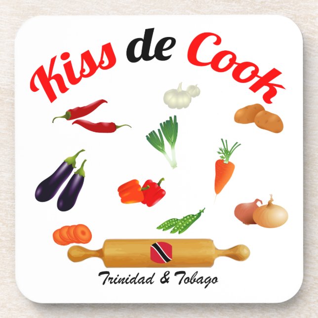 Trinidad and Tobago Kiss The Cook Food Coaster (Front)