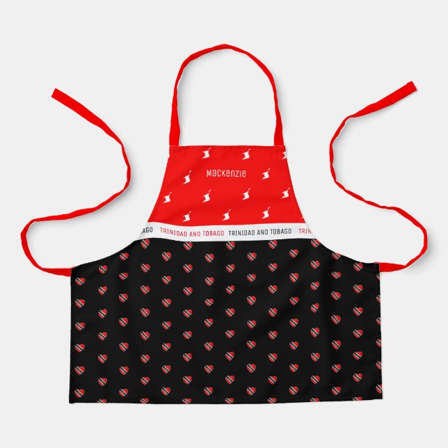 Trinidad and Tobago Map & Flag with Name Apron (Front)