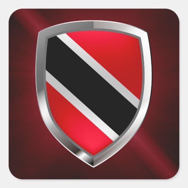 Trinidad and Tobago Metallic Emblem Square Sticker (Front)
