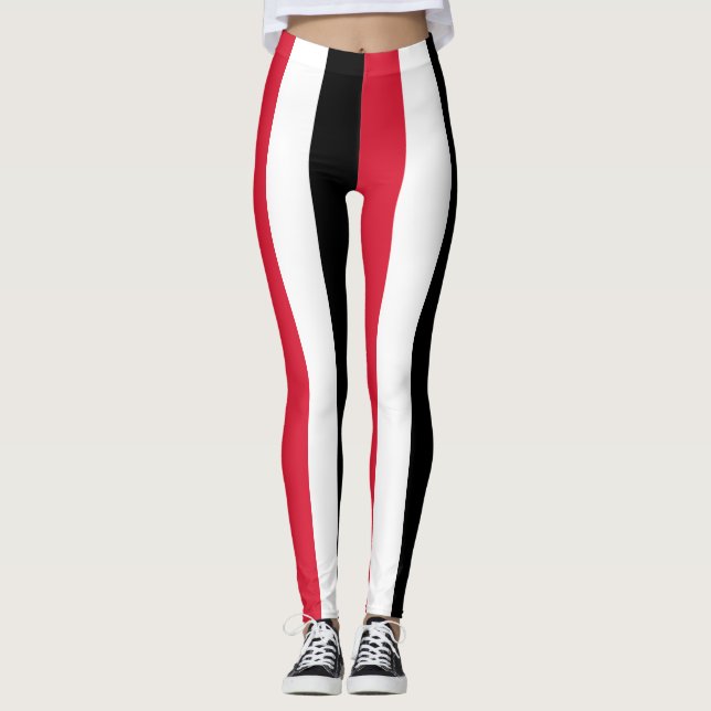 Trinidad and Tobago National Flag Colours Striped Leggings (Front)
