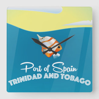 Trinidad and Tobago Port of Spain travel poster Square Wall Clock