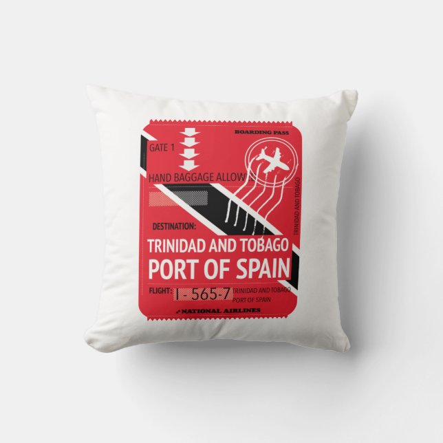 trinidad and tobago port of spain travel ticket Tw Cushion (Front)