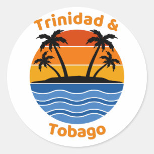 Trinidad and Tobago Retro Sunset Classic Round Sticker