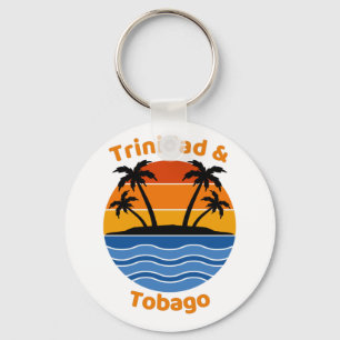 Trinidad and Tobago Retro Sunset  Key Ring