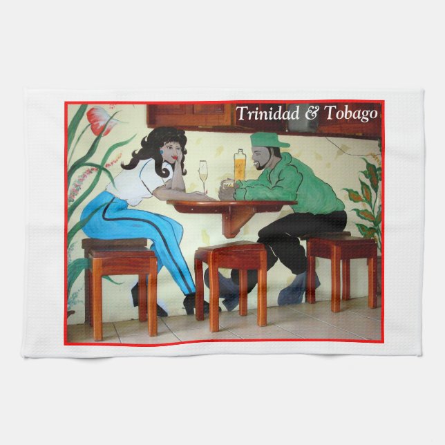 Trinidad and Tobago Rum Shop Picture Tea Towel (Horizontal)