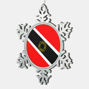 Trinidad and Tobago Snowflake Pewter Christmas Ornament