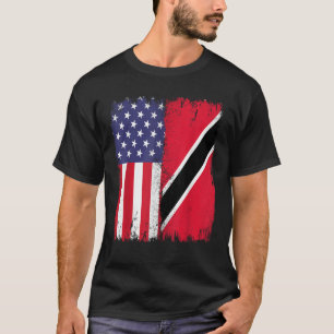 Trinidad And Tobago Trini Roots Half USA Trinidad  T-Shirt