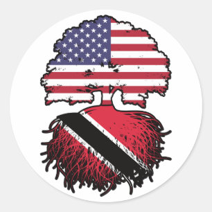 Trinidad and Tobago Trinidadian American USA Tree Classic Round Sticker