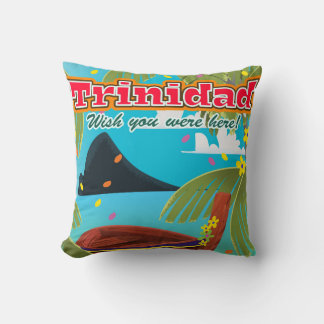 Trinidad cartoon travel poster cushion