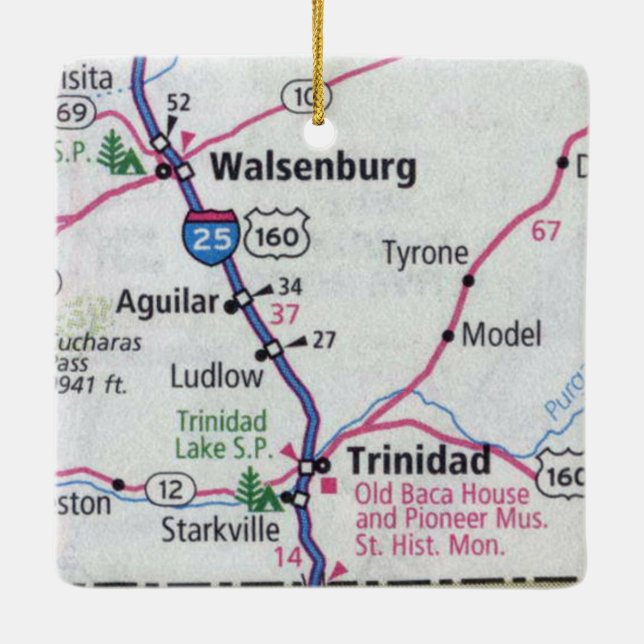 Trinidad CO Map Ceramic Ornament (Back)