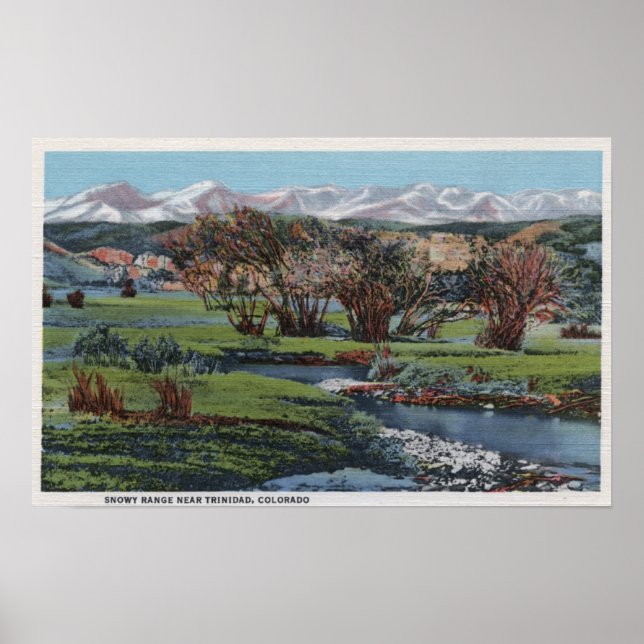 Trinidad, Colorado - Snowy Range & Valley View Poster (Front)