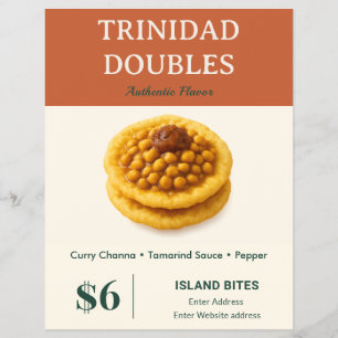 Trinidad Doubles Food Business Orange Template Flyer