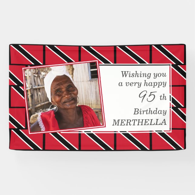 TRINIDAD FLAG 95th Birthday Any Age Photo Banner (Horizontal)