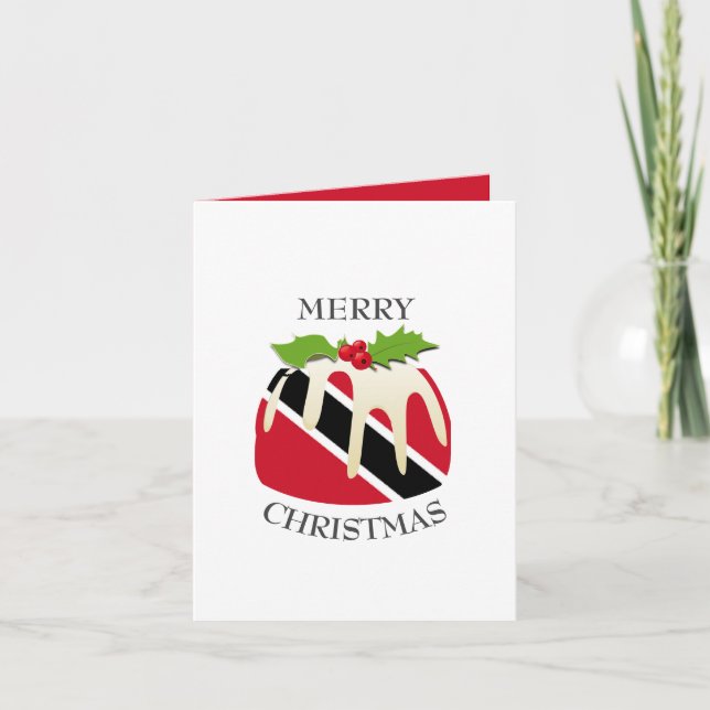 TRINIDAD FLAG | Christmas Pudding | Festive Holiday Card (Front)