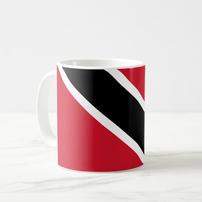 Trinidad Flag Trini Strong Soca Music White Cotton Coffee Mug (Front Left)