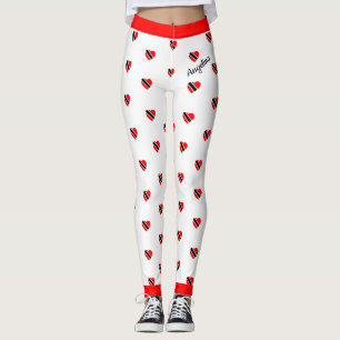 Trinidad Heart Flag with Your Name on WHITE Leggings