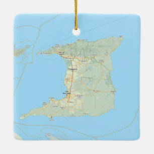 Trinidad Map Christmas Ceramic Ornament