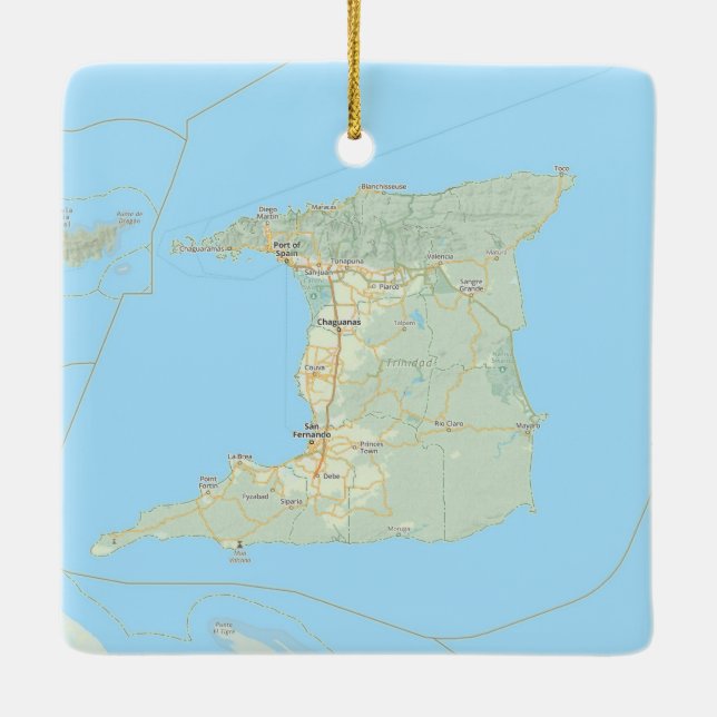 Trinidad Map Christmas Ceramic Ornament (Back)