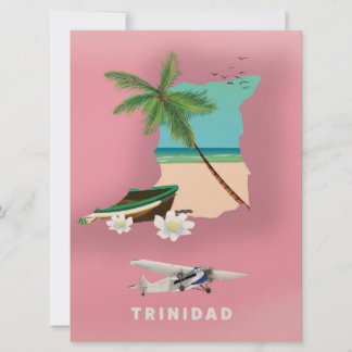 Trinidad map illustrated travel poster. invitation