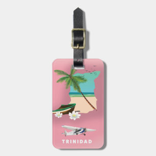 Trinidad map illustrated travel poster. luggage tag