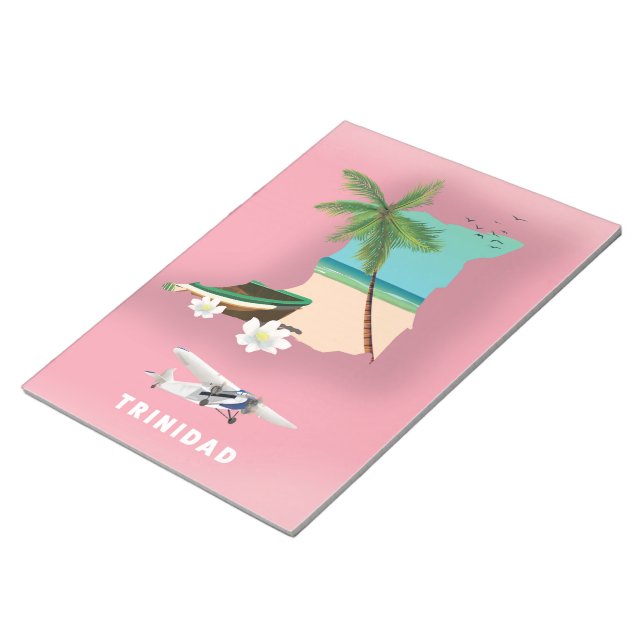 Trinidad map illustrated travel poster. notepad (Angled)