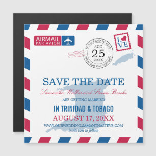 Trinidad Tobago Airmail Save the Date Magnetic Invitation