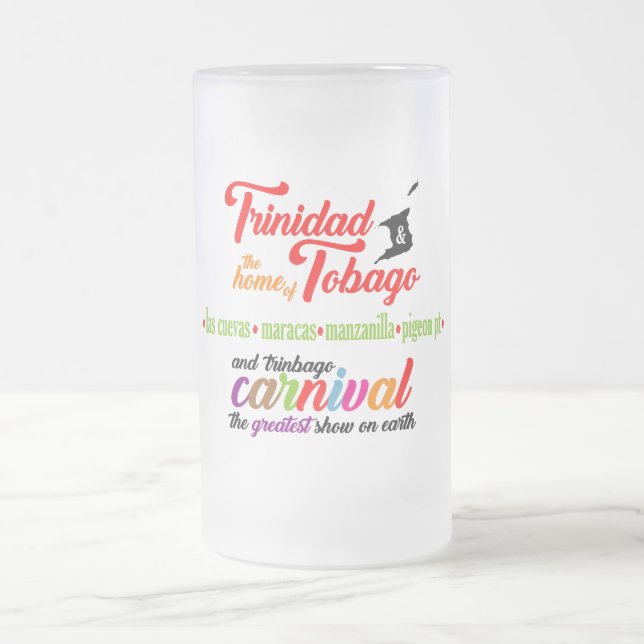 Trinidad & Tobago Carnival and Favourite Beaches Frosted Glass Beer Mug (Center)