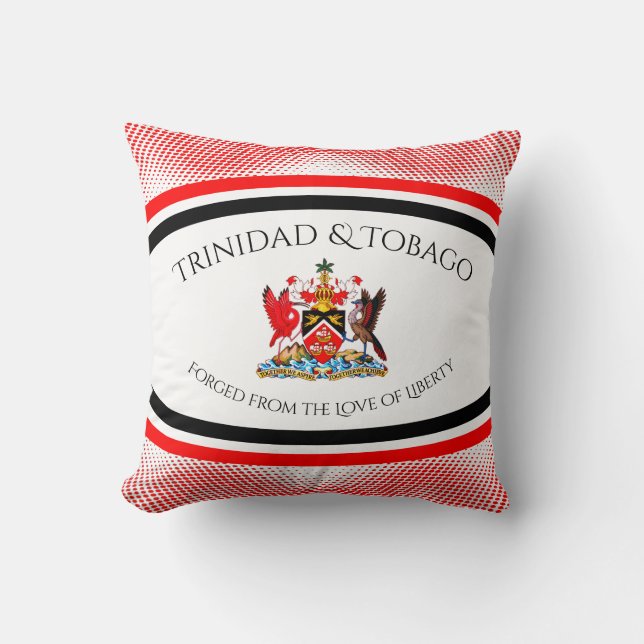 Trinidad & Tobago Coat of Arms Red Dot Pattern Cushion (Front)