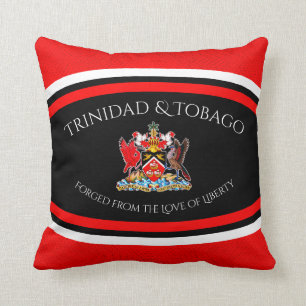 Trinidad & Tobago Coat of Arms Red Dot Pattern Cushion