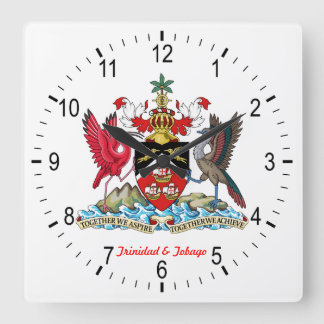 Trinidad & Tobago Coat Of Arms Square Wall Clock