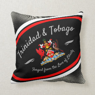 Trinidad & Tobago Coat of Arms White Dot Pattern Cushion