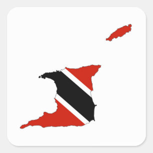 trinidad tobago country flag map square sticker