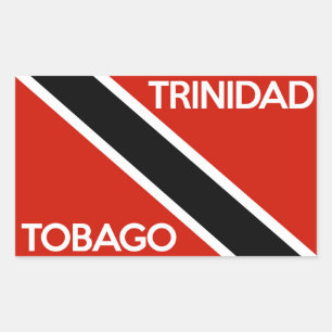 trinidad tobago country flag text name rectangular sticker