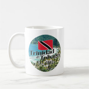 "Trinidad & Tobago Est. 1962" Beach With Flag Coffee Mug
