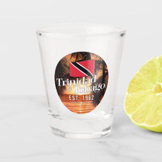 "Trinidad & Tobago Est. 1962" Sunset With Flag Shot Glass