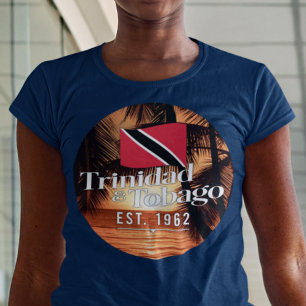 "Trinidad & Tobago Est. 1962" Sunset With Flag T-Shirt