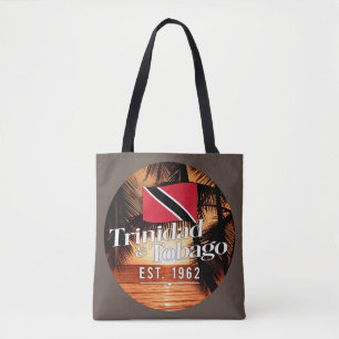 "Trinidad & Tobago Est. 1962" Sunset With Flag Tote Bag